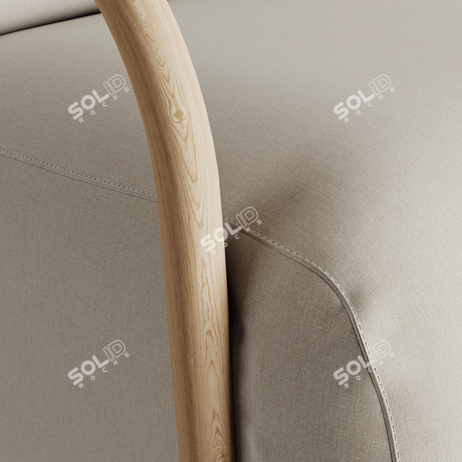 Sleek Bentwood Armchair 3D model image 4