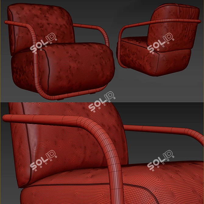 Sleek Bentwood Armchair 3D model image 5