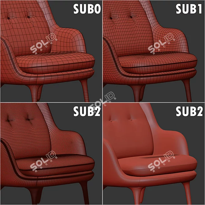 FRI JH4DS Lounge Chair by Fritz Hansen 3D model image 6