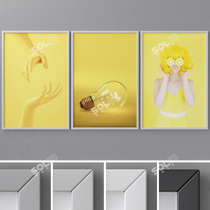 Dynamic Trio: 4 Frame Colors 3D model image 1