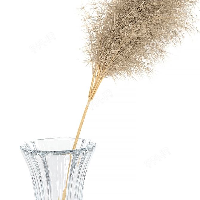 Elegant Pampas Grass Vase 3D model image 2