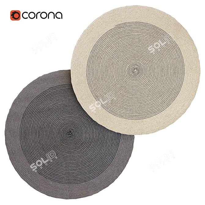 Natural Jute Rug with Color Accents 3D model image 1