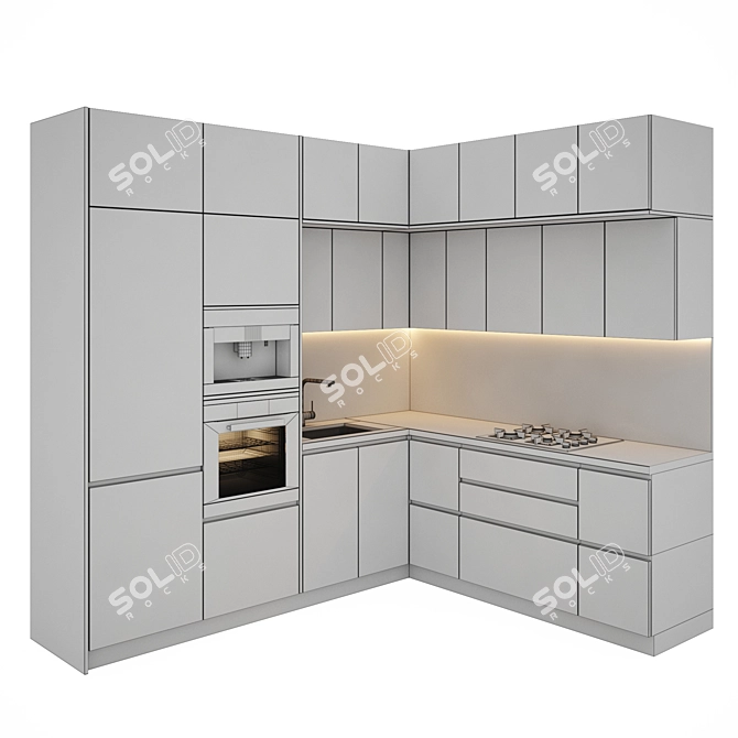 Kitchen 024: 3D Modeled Kitchen Set 3D model image 5