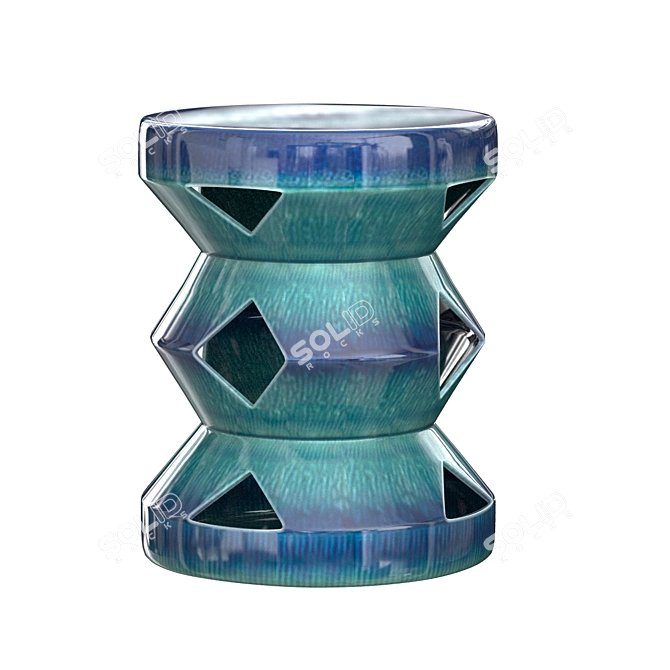 Turquoise Zig Zag Pedestal 3D model image 2