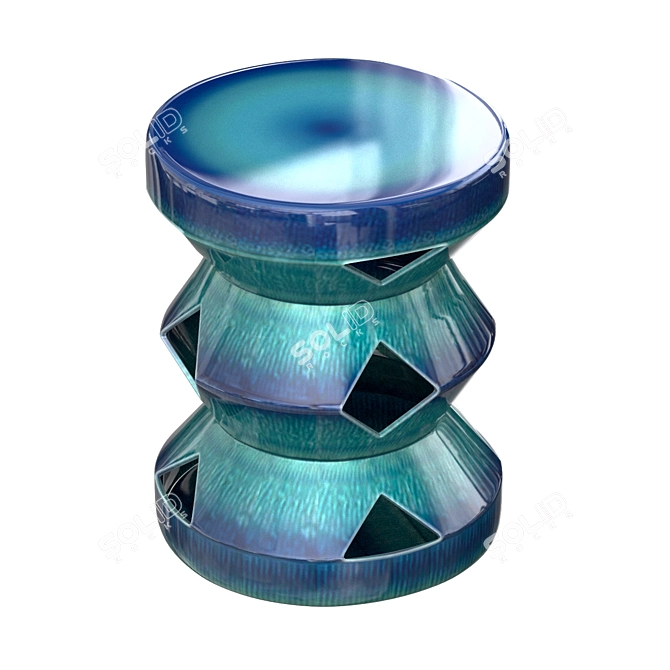 Turquoise Zig Zag Pedestal 3D model image 3