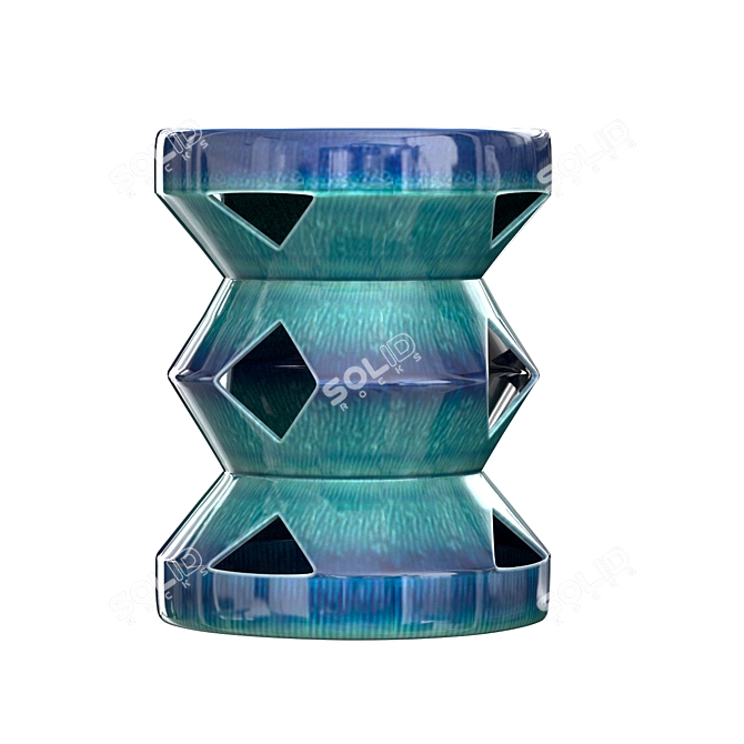 Turquoise Zig Zag Pedestal 3D model image 4