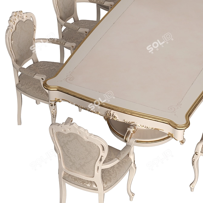 Elegant Doge Dining Set: Table & Armchair 3D model image 4