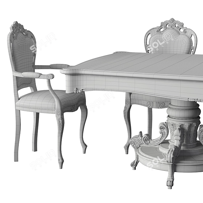 Elegant Doge Dining Set: Table & Armchair 3D model image 5