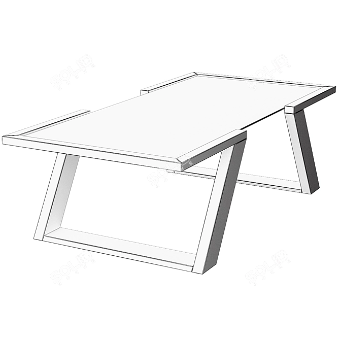 Wooden Leg Glass Table 3D model image 2