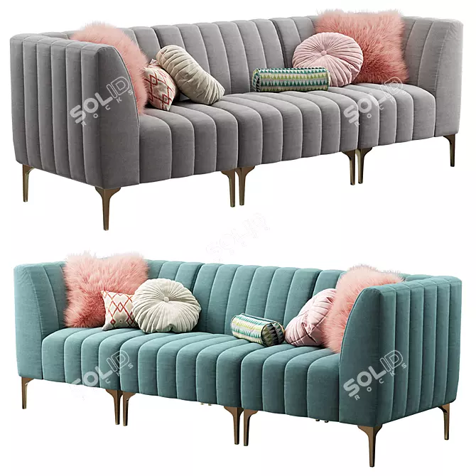 Comfortable Pottery Barn Avalon Sectional Sofa 3D model image 1