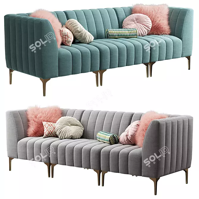 Comfortable Pottery Barn Avalon Sectional Sofa 3D model image 2