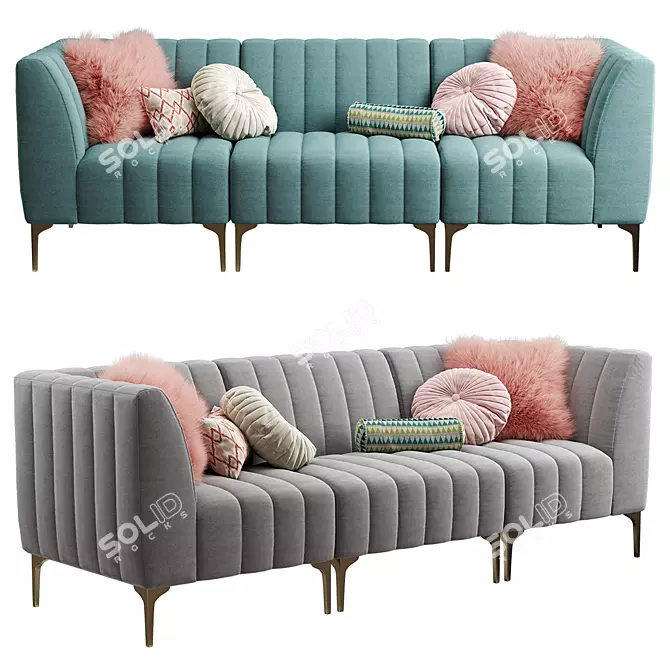 Comfortable Pottery Barn Avalon Sectional Sofa 3D model image 4