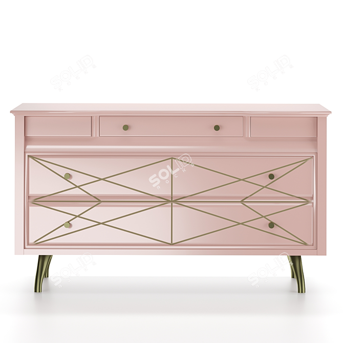 Luxurious Vintage Pink and Gold Sideboard 3D model image 1