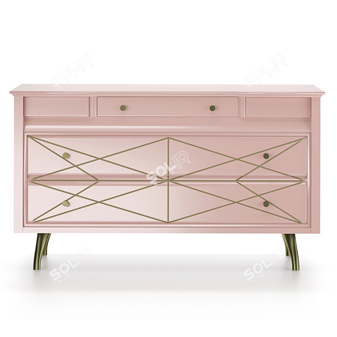Luxurious Vintage Pink and Gold Sideboard 3D model image 3