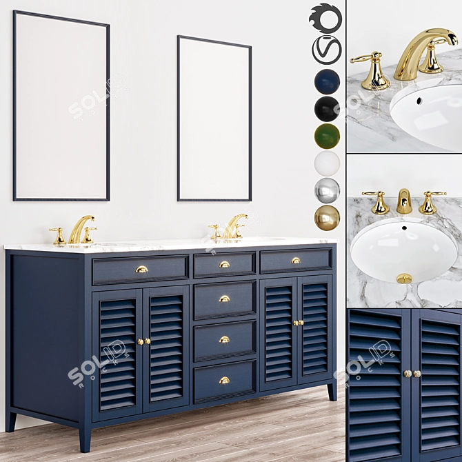 Stylish 180cm Bathroom Furniture 3D model image 1