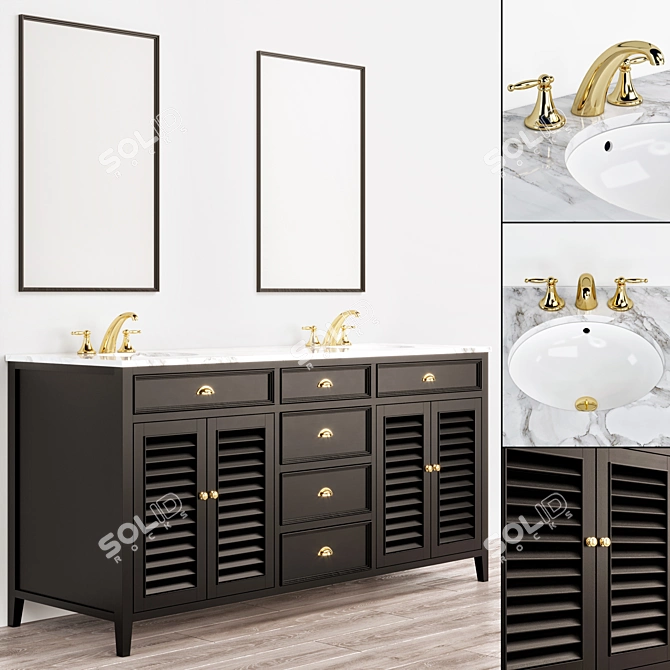 Stylish 180cm Bathroom Furniture 3D model image 2