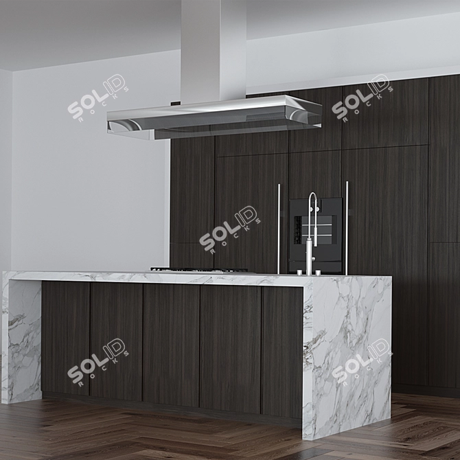 Sleek Kitchen Scene with High-Quality Textures 3D model image 2