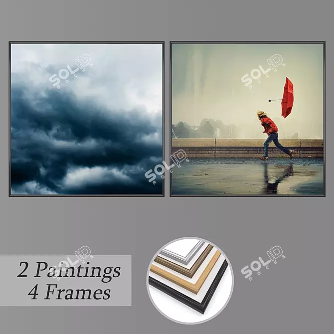 Artistic Wall Paintings Set 3D model image 1