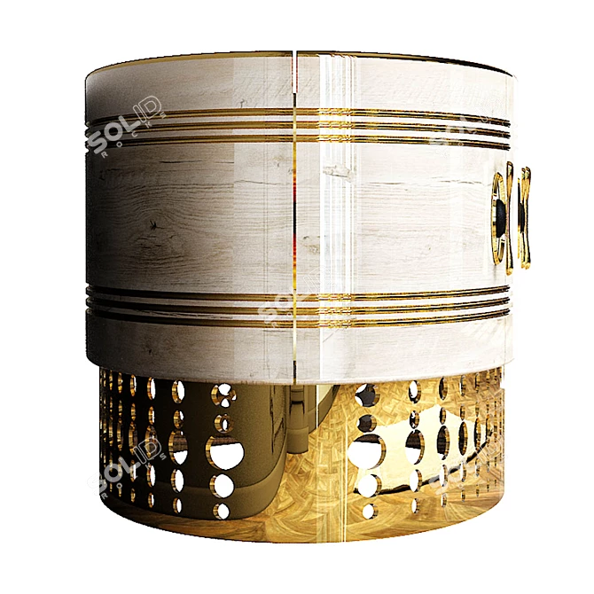Elegant Elliptical Wood and Gold Console 3D model image 3
