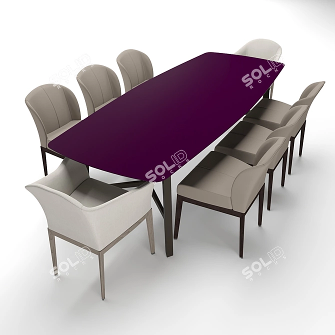 Luxury Chairs & Table Set 3D model image 1