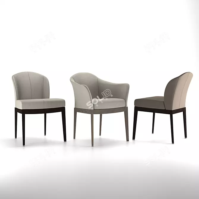 Luxury Chairs & Table Set 3D model image 2