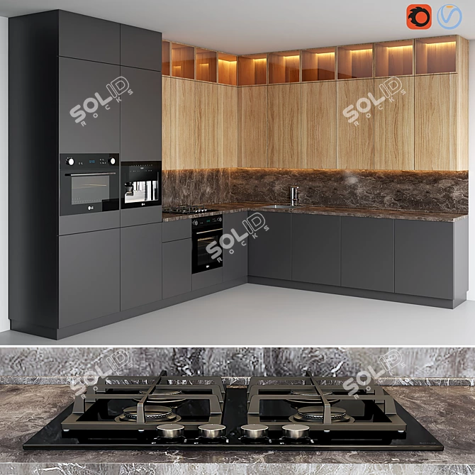 Kitchen 03: Unwrap, Version 2015 3D model image 1