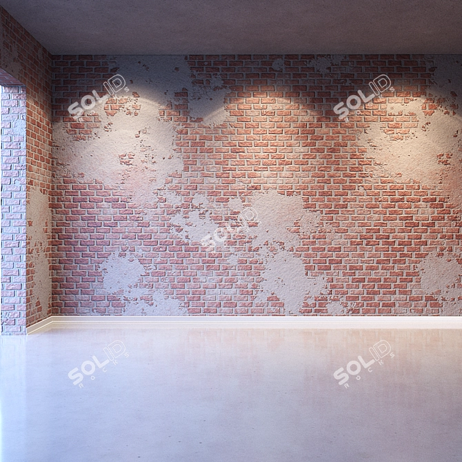 Damaged Brick Stucco Textures 3D model image 1