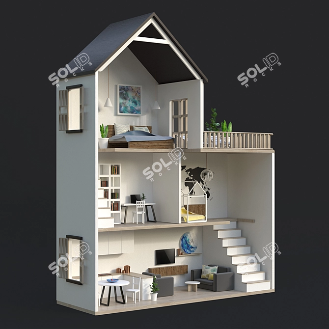 Fantasy Dream Doll House 3D model image 6