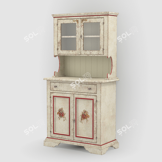 Classic Hand-Painted Kitchen Sideboard 3D model image 1