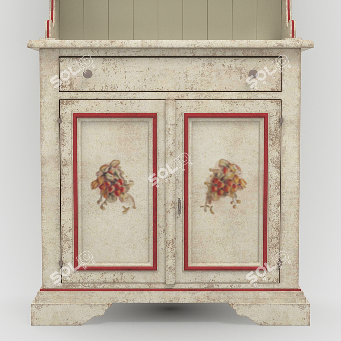 Classic Hand-Painted Kitchen Sideboard 3D model image 2