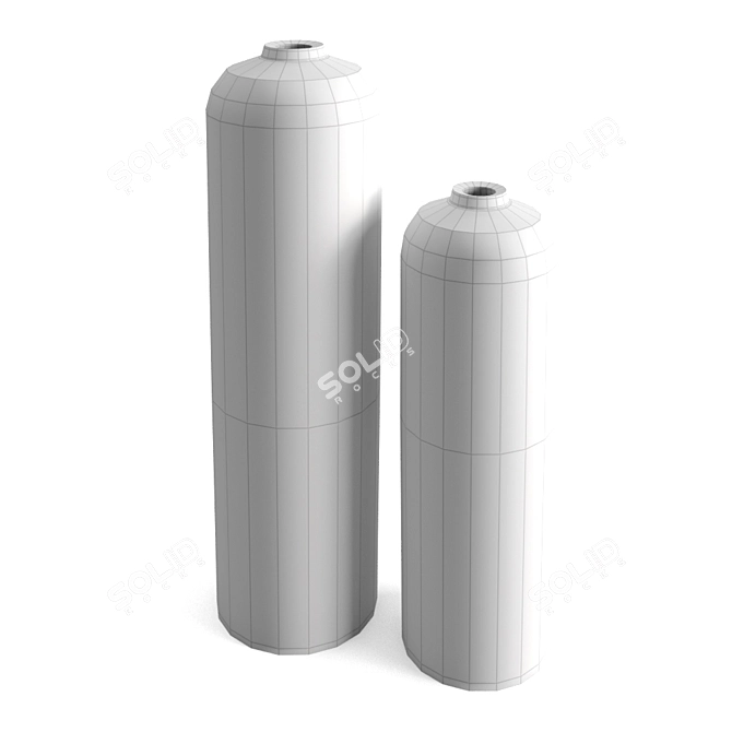 Vintage White Terracotta Vases 3D model image 4