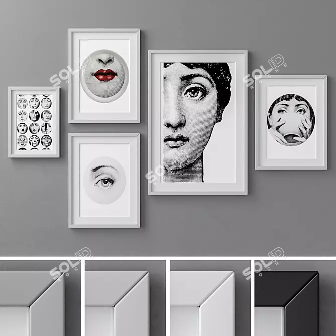 Versatile Set of 4 Colorful Photo Frames 3D model image 1