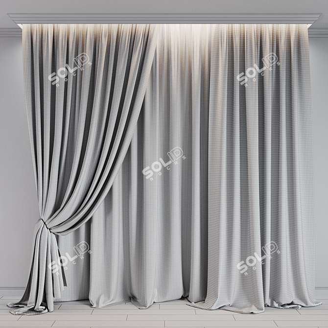 Modern Curtain Collection: 2 Colors 3D model image 2