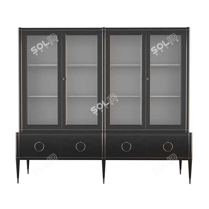 Ambra Libreria: Black Lacquered Bookcase with Metal Inserts 3D model image 5