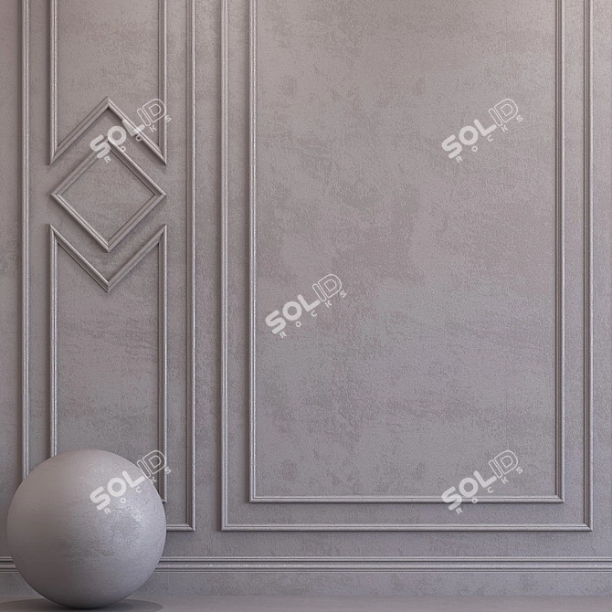 Opal Gray Decorative Plaster Molding 3D model image 2