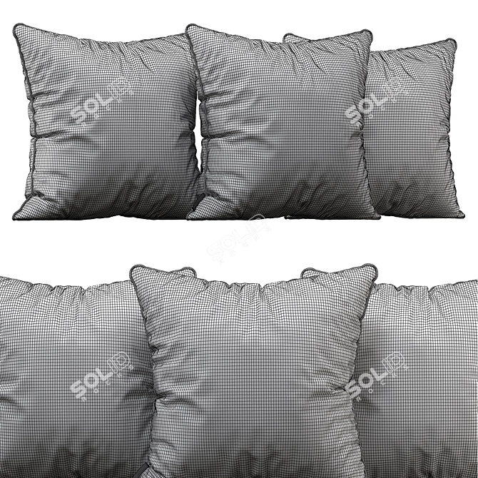 Luxury Velvet & Gold Pillows 3D model image 2