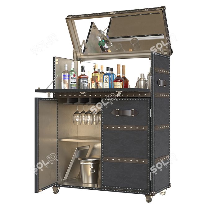 Luxury Mayfair Bar Cart 3D model image 3