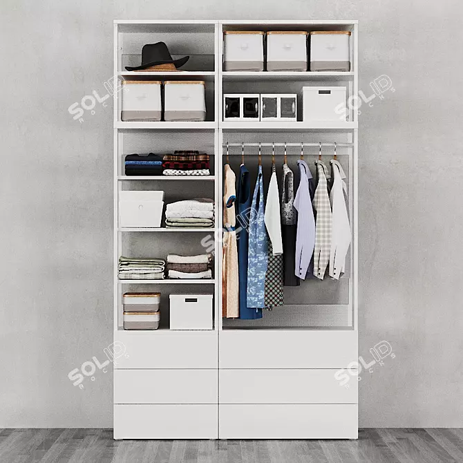 OPHUS Wardrobe: Stylish and Spacious with 6 Drawers 3D model image 1