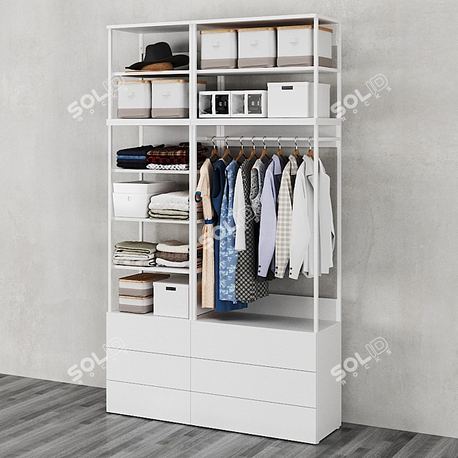 OPHUS Wardrobe: Stylish and Spacious with 6 Drawers 3D model image 2