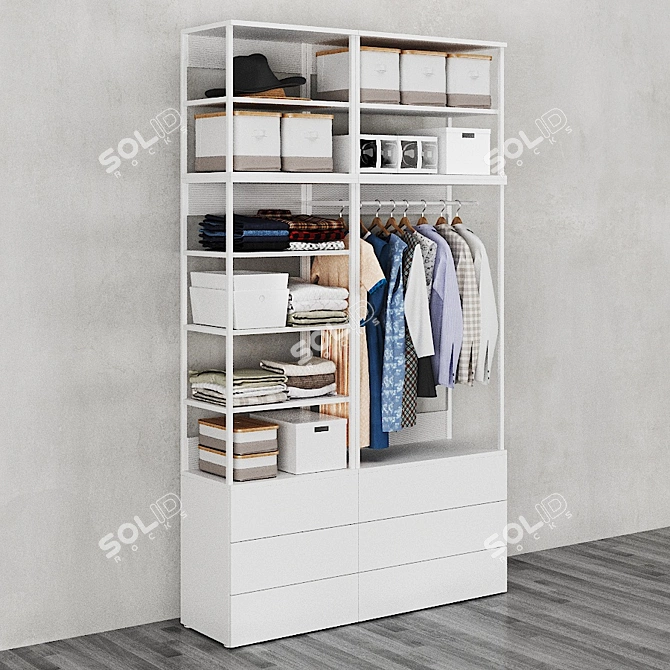 OPHUS Wardrobe: Stylish and Spacious with 6 Drawers 3D model image 3