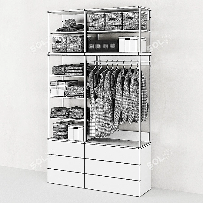 OPHUS Wardrobe: Stylish and Spacious with 6 Drawers 3D model image 4