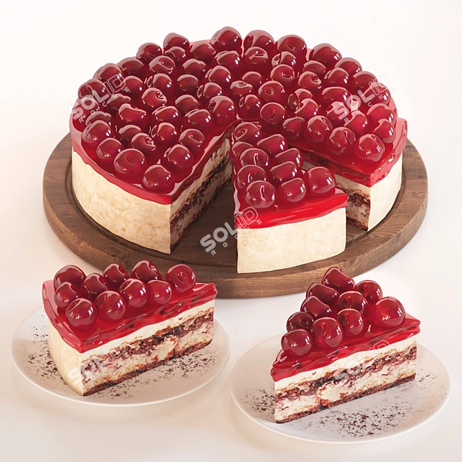 Cherry Delight Cake: Decadent, Delicious, Divine 3D model image 1