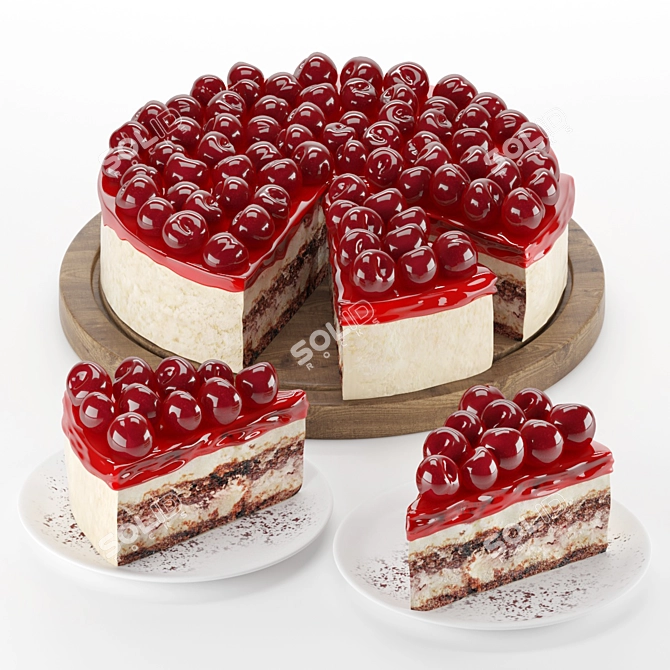 Cherry Delight Cake: Decadent, Delicious, Divine 3D model image 5