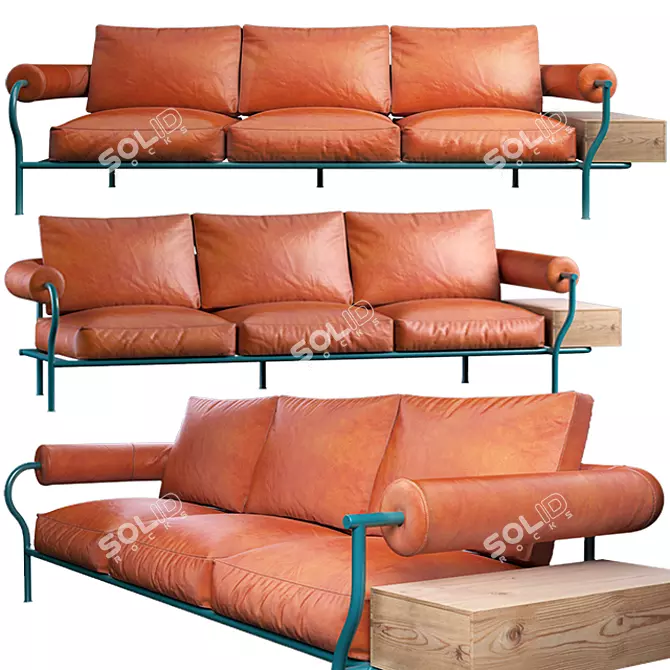 Sofa by Tomas Alonso (3-Seater)  Modern Leather and Metal Design 3D model image 1