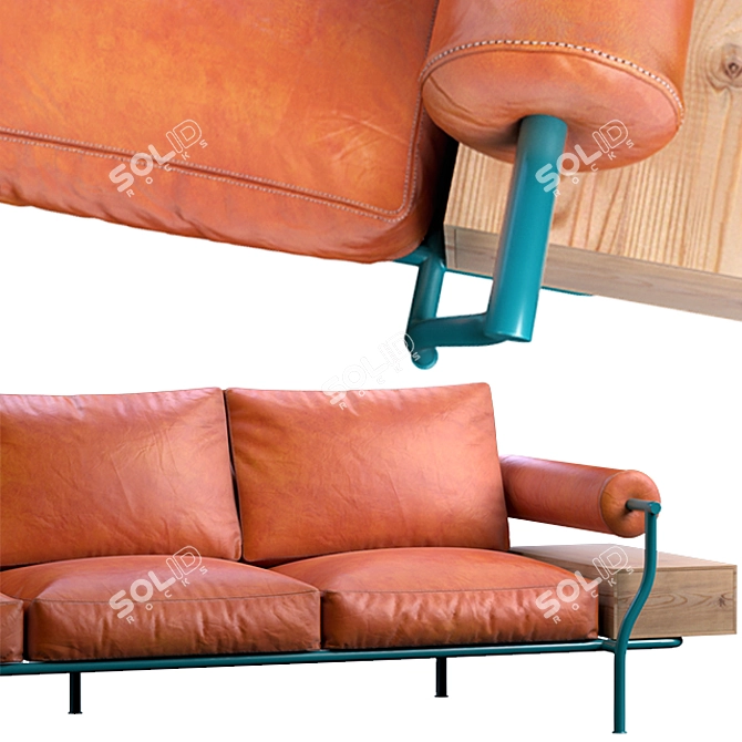 Sofa by Tomas Alonso (3-Seater)  Modern Leather and Metal Design 3D model image 2