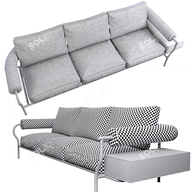 Sofa by Tomas Alonso (3-Seater)  Modern Leather and Metal Design 3D model image 3