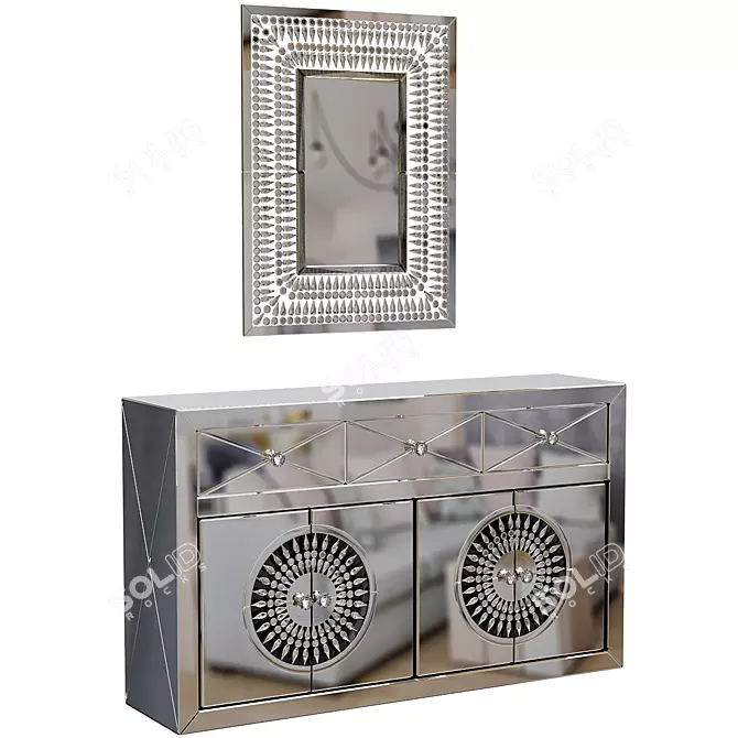 Mirrored Crystal Sideboard 3D model image 1