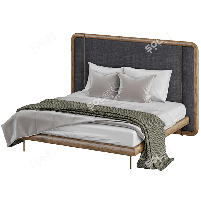 Elegant Canaletta Walnut Bed 3D model image 3