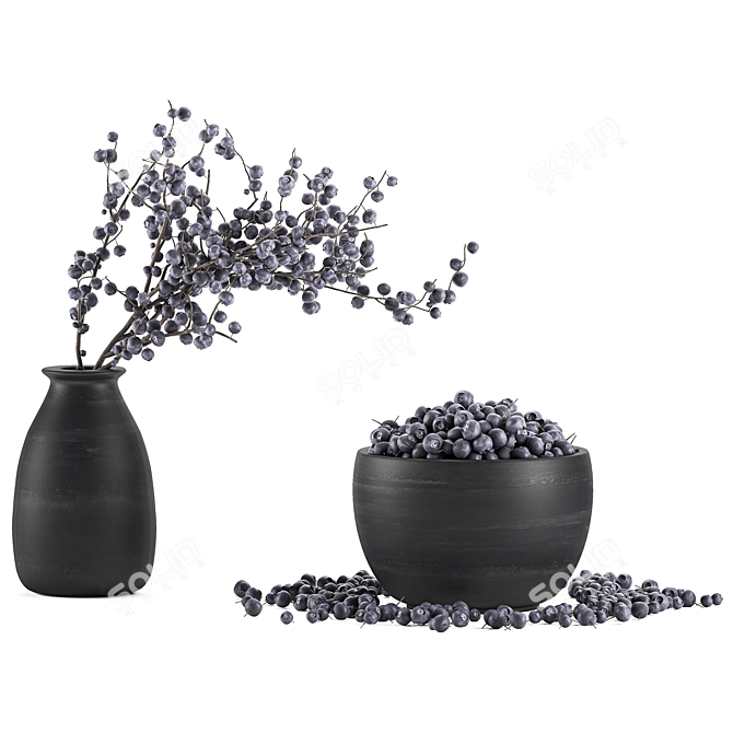 Berry Branches in Vase | Decorative Plant Collection 3D model image 3