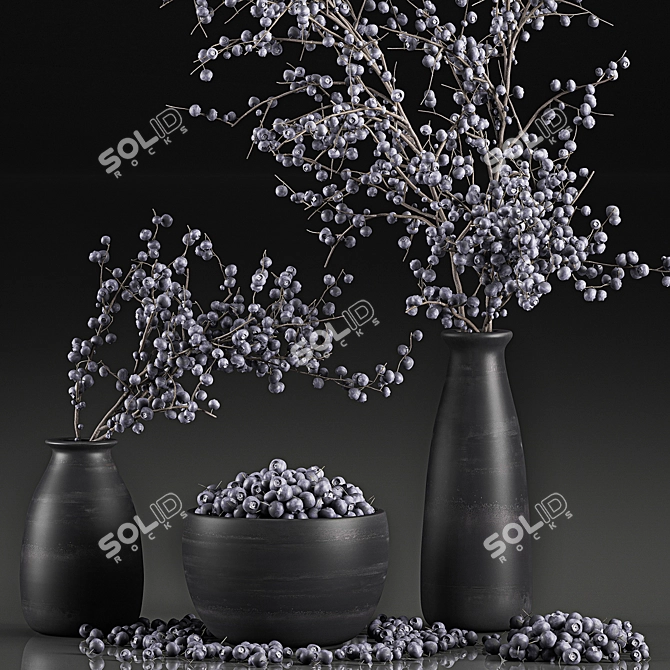 Berry Branches in Vase | Decorative Plant Collection 3D model image 4